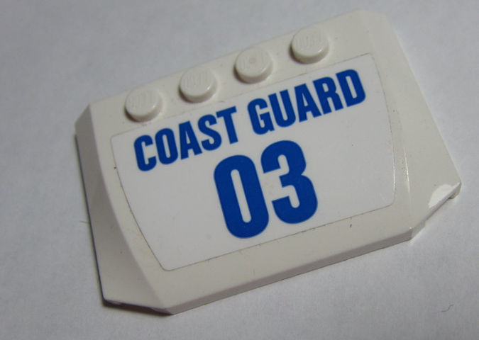 Wedge 4 x 6 x 2/3 Triple Curved with Blue 'COAST GUARD' and '03' on White Background Pattern (Sticker) - Set 60165