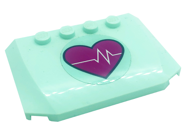 Wedge 4 x 6 x 2/3 Triple Curved with Heart Beat on Magenta Heart Pattern (Sticker) - Set 41318