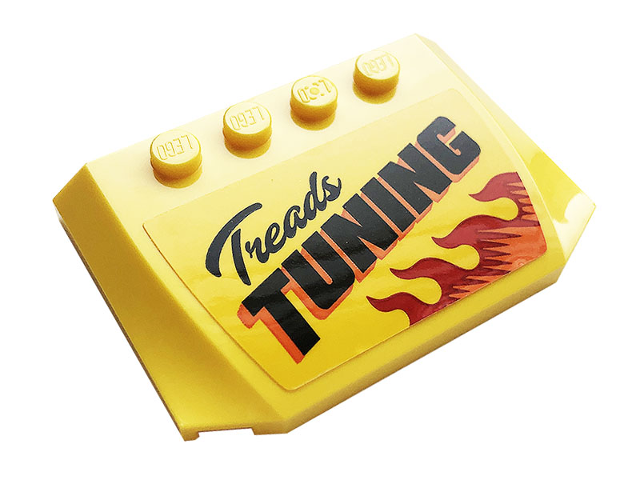 Wedge 4 x 6 x 2/3 Triple Curved with 'Treads TUNING' and Flames Pattern (Sticker) - Set 60258