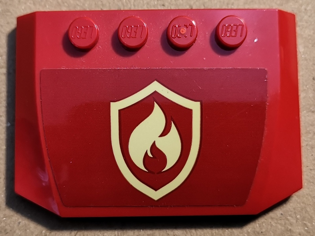 Wedge 4 x 6 x 2/3 Triple Curved with Bright Light Yellow and Red Fire Logo Badge Pattern (Sticker) - Set 60231