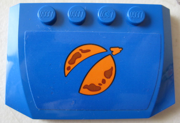 Wedge 4 x 6 x 2/3 Triple Curved with Orange City Mars Exploration Logo on Blue Background Pattern (Sticker) - Set 60229