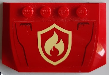 Wedge 4 x 6 x 2/3 Triple Curved with Bright Light Yellow and Red Fire Logo Badge Pattern (Sticker) - Set 60215