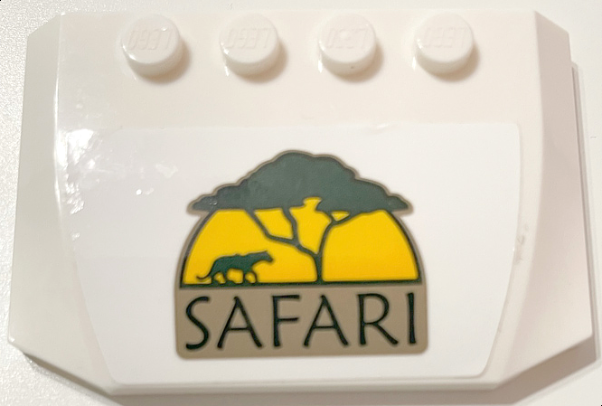 Wedge 4 x 6 x 2/3 Triple Curved with Bright Light Orange Sunset and Dark Green "SAFARI", Tree, and Tiger Silhouette Pattern (Sticker) - Set 60267