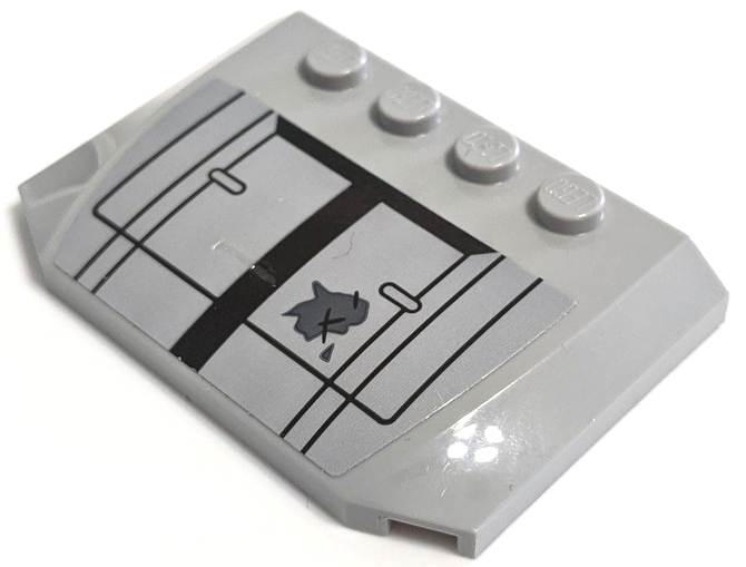 Wedge 4 x 6 x 2/3 Triple Curved with SW AT-TE Walker Hatch and Hull Plates with Black Lines and Dark Bluish Gray Oil Spill Pattern (Sticker) - Set 75337