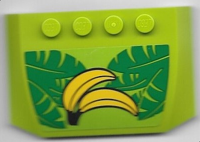 Wedge 4 x 6 x 2/3 Triple Curved with Bananas and Green Leaves Pattern (Sticker) - Set 40529