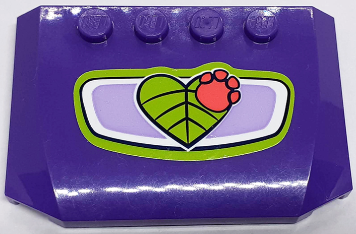 Wedge 4 x 6 x 2/3 Triple Curved with Lime Heart-Shaped Leaf and Coral Paw Print Pattern (Sticker) - Set 41421