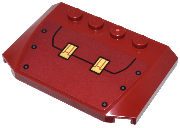 Wedge 4 x 6 x 2/3 Triple Curved with Gold Rectangles Panels with Dark Orange Lines and Dark Bluish Gray Rivets Pattern (Sticker) - Set 76210