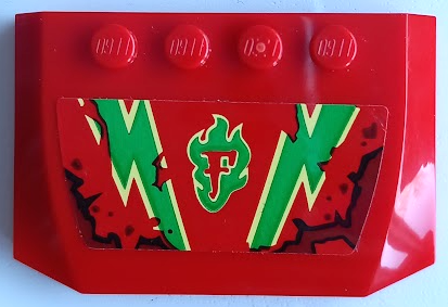 Wedge 4 x 6 x 2/3 Triple Curved with Capital Letter F, Oil Stains, Bright Green and Bright Light Yellow Lightning Pattern (Sticker) - Set 70421