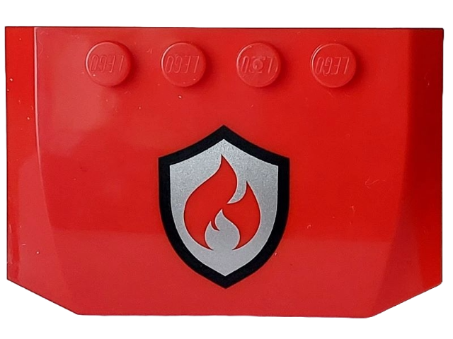 Wedge 4 x 6 x 2/3 Triple Curved with Black and Silver Fire Logo Badge Pattern