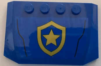 Wedge 4 x 6 x 2/3 Triple Curved with Gold Police Star Badge Logo and Black Lines Pattern (Sticker) - Set 60369