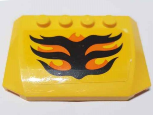 Wedge 4 x 6 x 2/3 Triple Curved with Black and Orange Flames Pattern (Sticker) - Set 60295