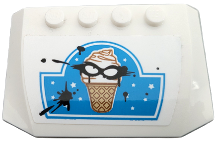 Wedge 4 x 6 x 2/3 Triple Curved with Stars and Ice Cream Cone with Black Mask and Splotches on Dark Azure Background Pattern (Sticker) - Set 60314