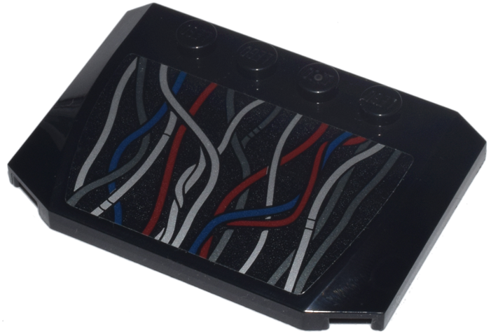 Wedge 4 x 6 x 2/3 Triple Curved with Dark Red, Dark Blue, Silver, and Dark Silver Wires Pattern (Sticker) - Set 75398