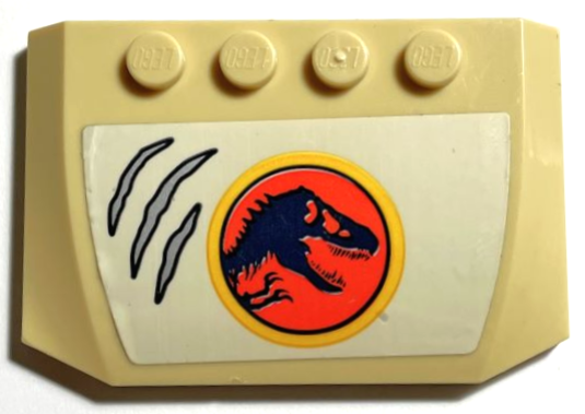 Wedge 4 x 6 x 2/3 Triple Curved with Jurassic Park Logo and Claw Marks on White Background Pattern (Sticker) - Set 76941
