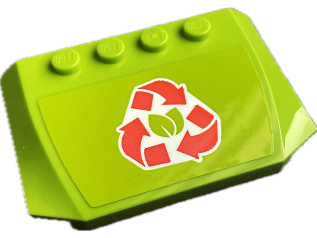 Wedge 4 x 6 x 2/3 Triple Curved with Coral Recycling Arrows with Leaves on White Background Pattern (Sticker) - Set 41712