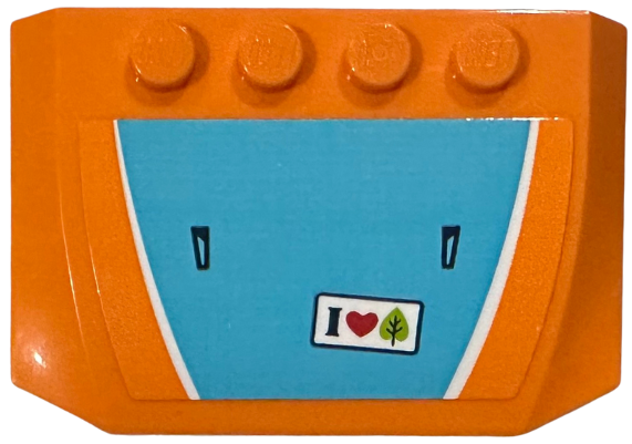 Wedge 4 x 6 x 2/3 Triple Curved with Medium Azure Hood with White Edges and 'I Heart Leaf' Bumper Sticker Pattern (Sticker) - Set 41735