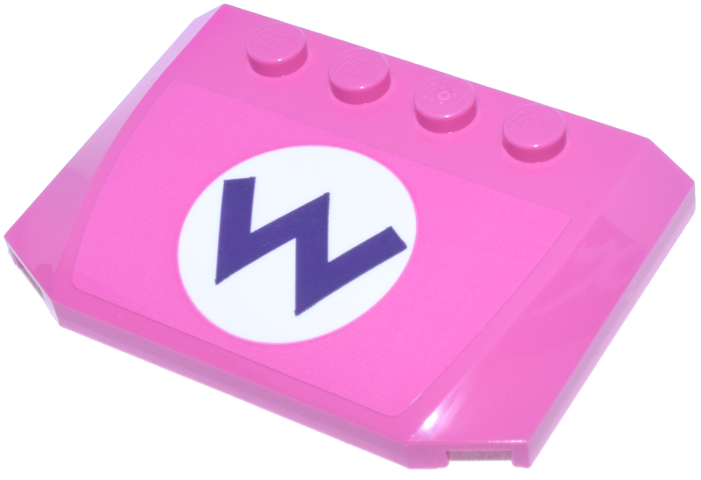 Wedge 4 x 6 x 2/3 Triple Curved with White Circle and Dark Purple Letter W Wario Logo Pattern (Sticker) - Set 72038