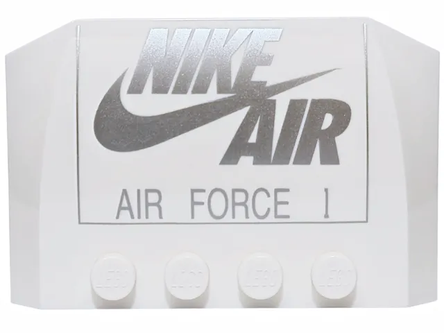 Wedge 4 x 6 x 2/3 Triple Curved with Silver 'NIKE AIR', Swoosh Logo and 'AIR FORCE 1' Pattern
