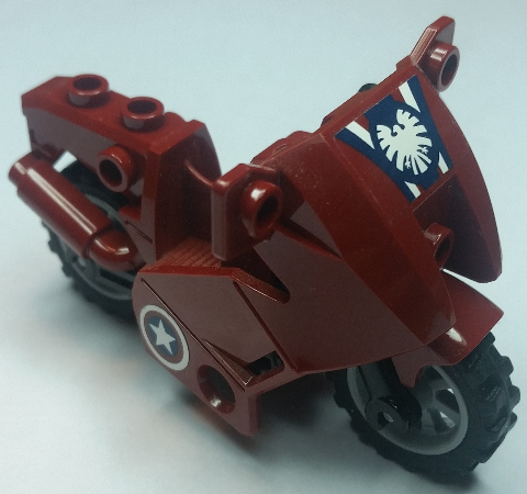 Motorcycle City with Black Chassis, LBG Wheels and Fairing with Eagle and Captain America Stars Pattern (Stickers) - Set 6865