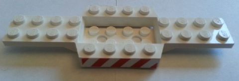 Vehicle, Base 4 x 12 x 3/4 with 2 x 4 Recessed Center with Smooth Underside with Red and White Danger Stripes Pattern on Both Sides (Stickers) - Set 7747