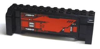 Crane Section 4 x 12 x 3 with 8 Pin Holes with Red, Dark Red and Silver Pattern on Both Sides  (Stickers) - Set 7721