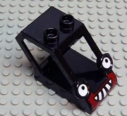 Duplo Cabin Crawler Backhoe Sloped 2 x 4 x 2 with Headlights Eyes and Dark Red / White Grille Pattern (Benny)