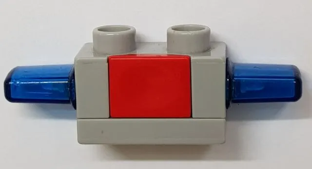 Duplo Siren with Light and Sound, 1 x 2 Base with Red Button and Trans-Dark Blue Light Covers