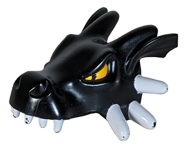 Duplo Dragon Head with Yellow Eyes, White Spikes and Teeth Pattern