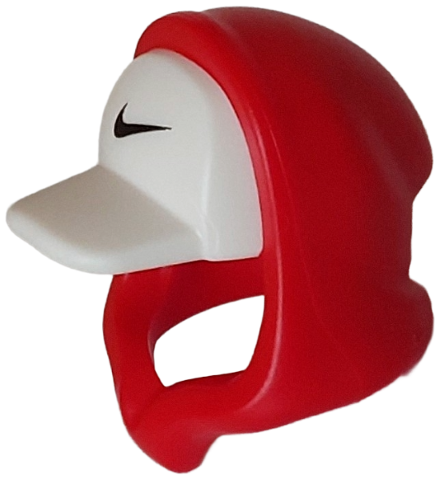 Minifigure, Headgear Hood Hoodie with Molded White Cap and Printed Black Nike Swoosh Logo Pattern