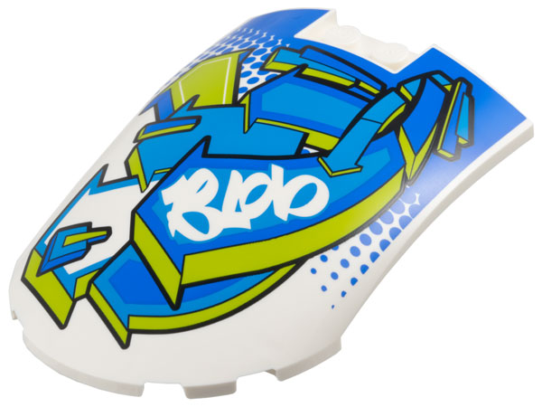 Windscreen 8 x 6 x 2 Curved with Blue, Dark Azure, and Lime Arrows and 'BLOb" Pattern