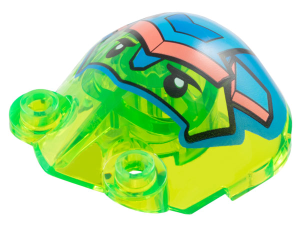 Large Figure Armor, Shoulder with 2 Hollow Studs with Z-Blob Face with Black Eyes and Blue, Dark Azure, and Coral Helmet Pattern