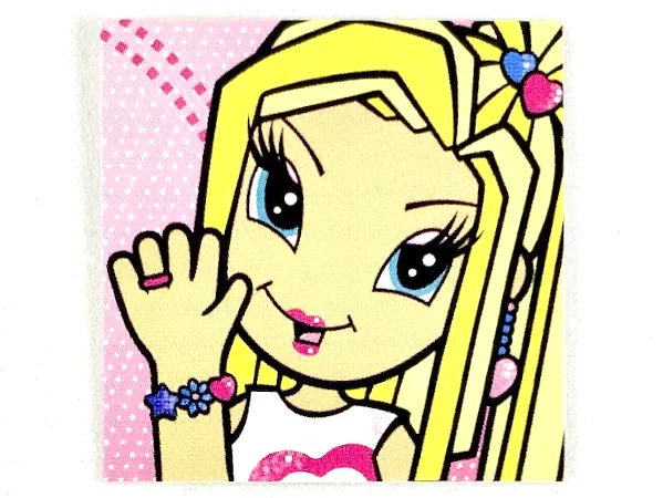 Clikits Frame Insert, Paper 4 x 4 with Heart Character Waving on Pink Background Pattern