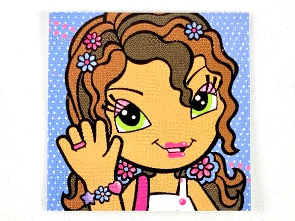 Clikits Frame Insert, Paper 4 x 4 with Daisy Character Waving on Blue Background Pattern