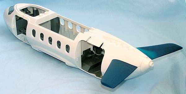 Duplo Airplane Large Fuselage with Very Light Bluish Gray Lower Section, Dark Bluish Gray Inner Base and Dark Blue Horizontal Tail