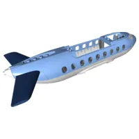 Duplo Airplane Large Fuselage with Very Light Bluish Gray Lower Section, Dark Bluish Gray Inner Base and Dark Blue Horizontal Tail