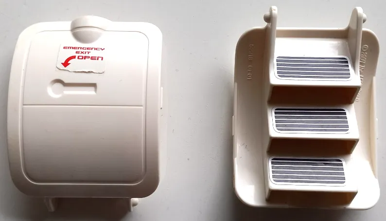 Duplo Airplane Large Cabin Door with Stairs with Tread Plates on Steps, 'EMERGENCY EXIT',  'OPEN' and Arrow Pattern (Stickers) - Set 7843