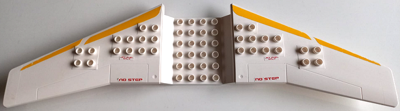 Duplo Airplane Large Wings 9 x 30 with Yellow Stripes on Front Edges, Red 'NO STEP' and 'JET FUEL ONLY' Pattern on Both Sides (Stickers) - Set 7843