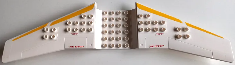 Duplo Airplane Large Wings 9 x 30 with Yellow Stripes on Front Edges, Red 'NO STEP' and 'JET FUEL ONLY' Pattern on Both Sides (Stickers) - Set 7843