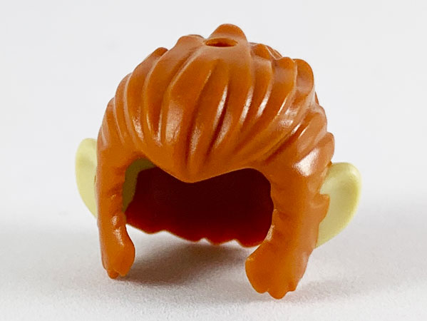 Minifigure, Hair and Sideburns, Swept Back with Molded Tan Ears Pattern