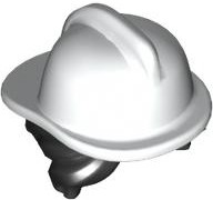 Minifigure, Hair Combo, Hair with Hat, Side Bangs and Bun with Molded White Fire Helmet Pattern