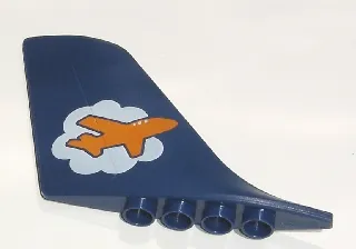 Duplo Airplane Large Tail 1 x 9 x 5 with Orange Airplane on White Cloud Pattern
