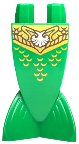 Tail, Mermaid / Merman Straight with Gold Scales and Belt with Silver Shell Pattern