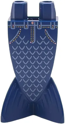 Tail, Mermaid / Merman Straight with Sand Blue Scales, Denim Pockets, Copper Buttons and Bright Light Orange Stitching Pattern (BAM)