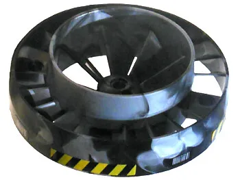 Engine, Very Large Turbine with Marbled Pearl Light Gray Center, Yellow and Black Danger Stripes, and Barcodes Pattern (8 Stickers) - Set 7703