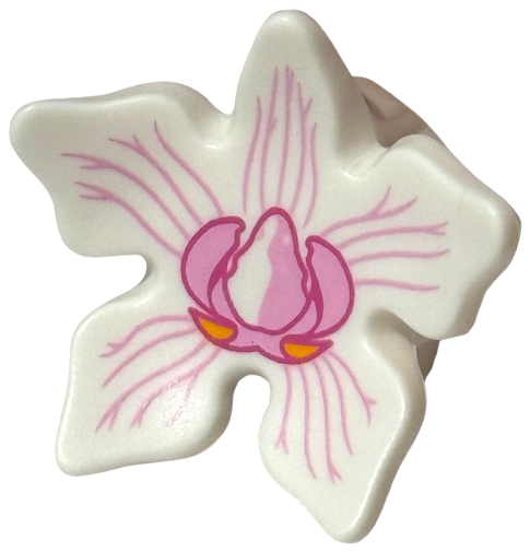 Minifigure, Headgear Hood with 5 Large Petals with Bright Pink and Dark Pink Orchid Flower Pattern