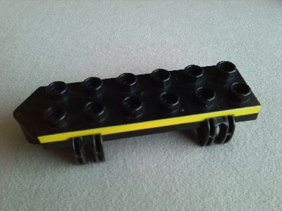 Duplo Car Base 2 x 6 with Yellow Stripe Pattern