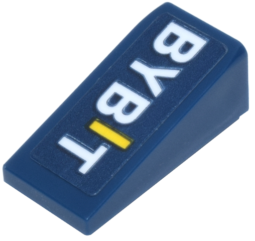 Slope 18 2 x 1 x 2/3 with White and Yellow 'BYBIT' Logo Pattern Model Right Side (Sticker) - Set 77243