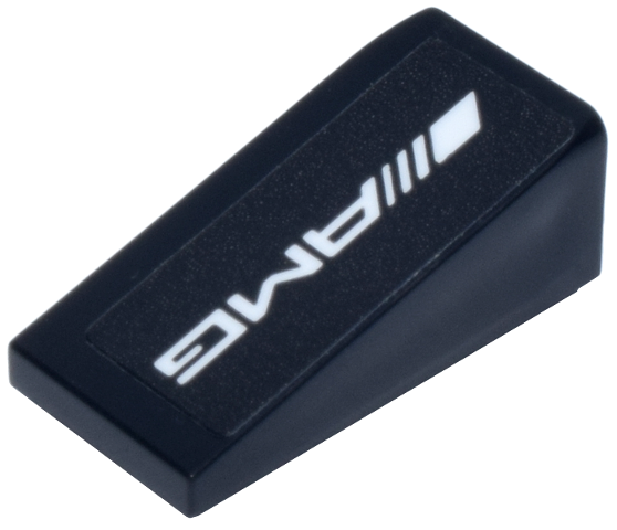 Slope 18 2 x 1 x 2/3 with White 'AMG' Logo Pattern Model Right Side (Sticker) - Set 77244