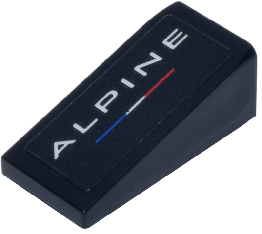 Slope 18 2 x 1 x 2/3 with White 'ALPINE' Logo and Red and Blue Line Pattern Model Left Side (Sticker) - Set 77248