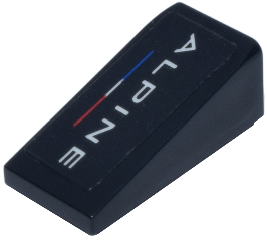 Slope 18 2 x 1 x 2/3 with White 'ALPINE' Logo and Red and Blue Line Pattern Model Right Side (Sticker) - Set 77248